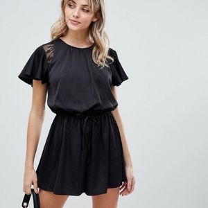 ASOS Black Open Back Romper Playsuit US 6
